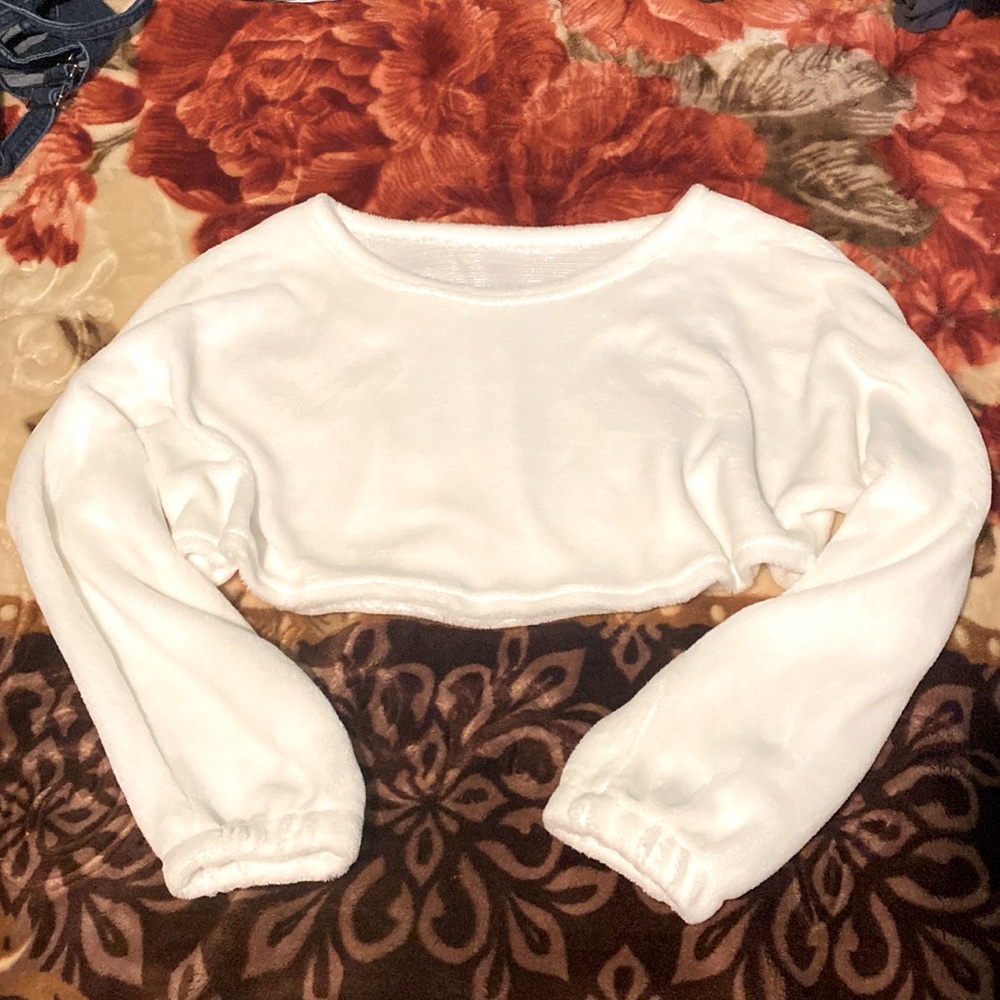 Super soft fuzzy long sleeve crop top